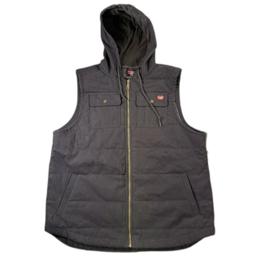 Wrangler Workwear Hooded Work Vest Men's XL Black Utility NWT